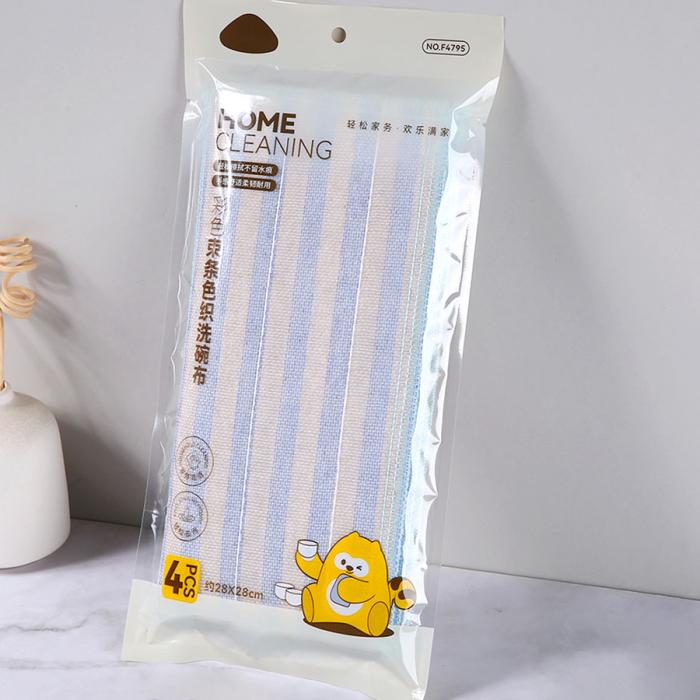 束條色織洗碗布4條裝