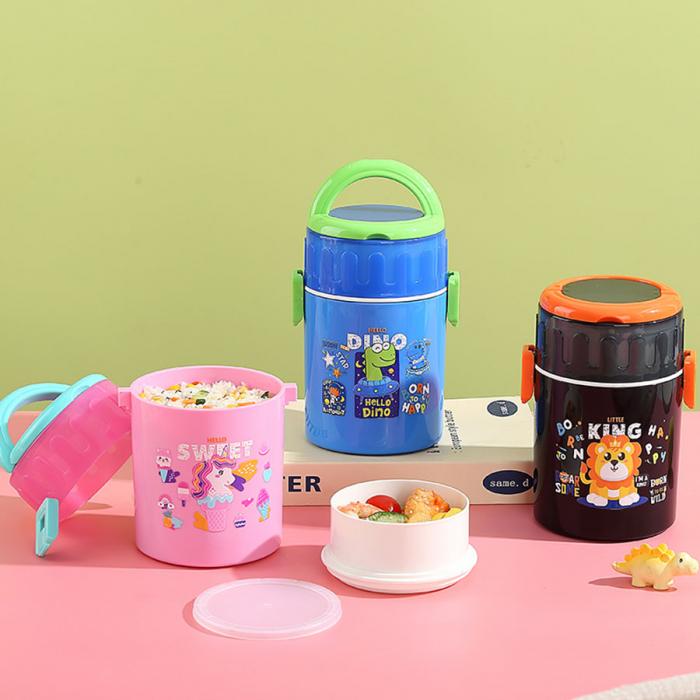 卡通雙層密封餐盒(圓